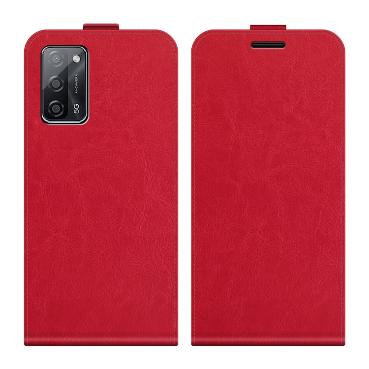 For OPPO A55 5G R64 Texture Single Vertical Flip Leather Protective Case with Card Slots & Photo Frame