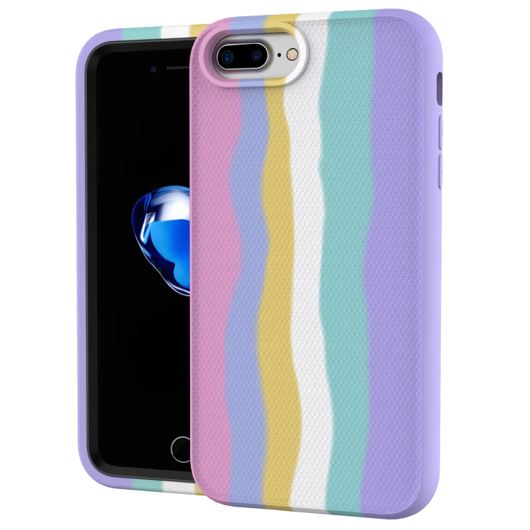 For iPhone SE 2022 / SE 2020 / 8 / 7 Rainbow Silicone +PC Shockproof Skid-proof Dust-proof Case