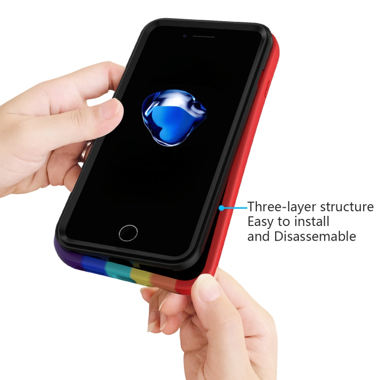 For iPhone SE 2022 / SE 2020 / 8 / 7 Rainbow Silicone +PC Shockproof Skid-proof Dust-proof Case