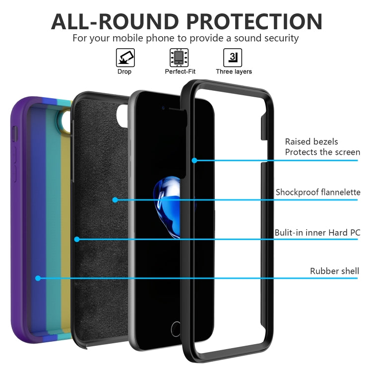 For iPhone SE 2022 / SE 2020 / 8 / 7 Rainbow Silicone +PC Shockproof Skid-proof Dust-proof Case
