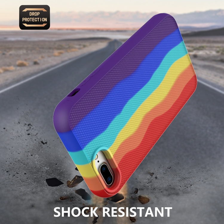 For iPhone SE 2022 / SE 2020 / 8 / 7 Rainbow Silicone +PC Shockproof Skid-proof Dust-proof Case