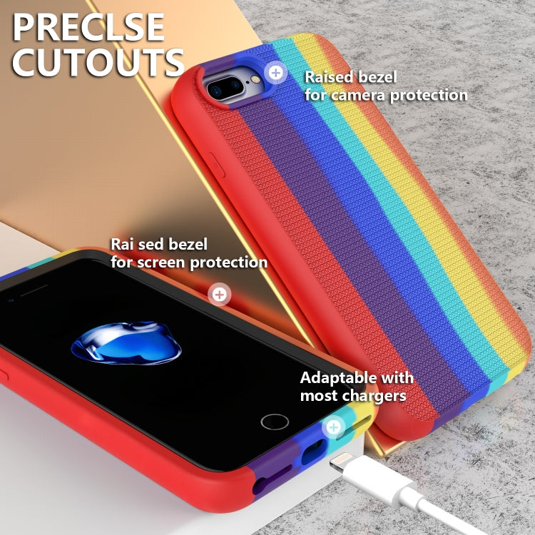 For iPhone SE 2022 / SE 2020 / 8 / 7 Rainbow Silicone +PC Shockproof Skid-proof Dust-proof Case
