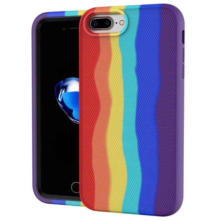 For iPhone 8Plus / 7 Plus Rainbow Silicone +PC Shockproof Skid-proof Dust-proof Case