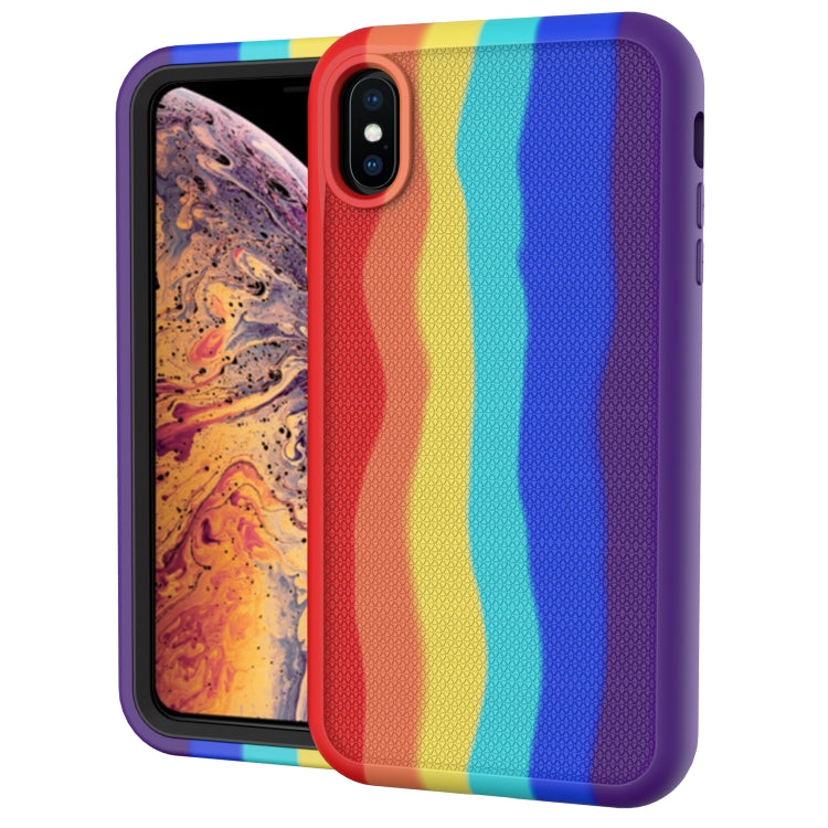 For iPhone X/XS Rainbow Silicone +PC Shockproof Skid-proof Dust-proof Case