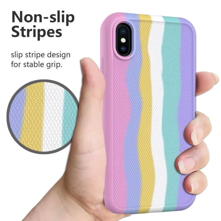 For iPhone X/XS Rainbow Silicone +PC Shockproof Skid-proof Dust-proof Case