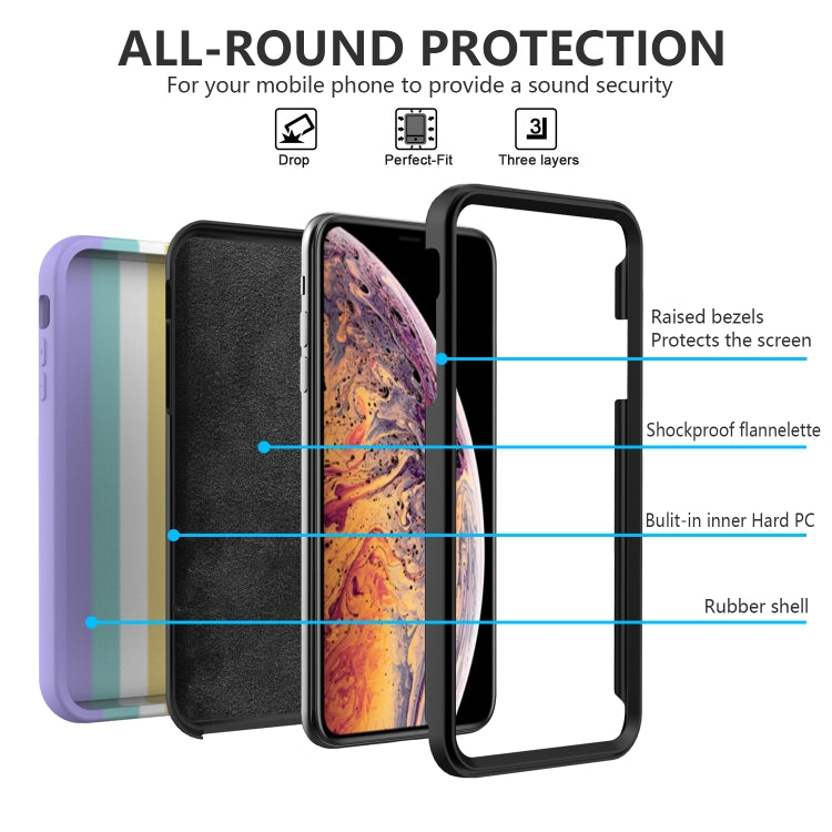 For iPhone X/XS Rainbow Silicone +PC Shockproof Skid-proof Dust-proof Case