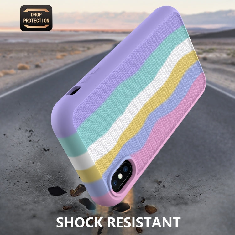 For iPhone X/XS Rainbow Silicone +PC Shockproof Skid-proof Dust-proof Case