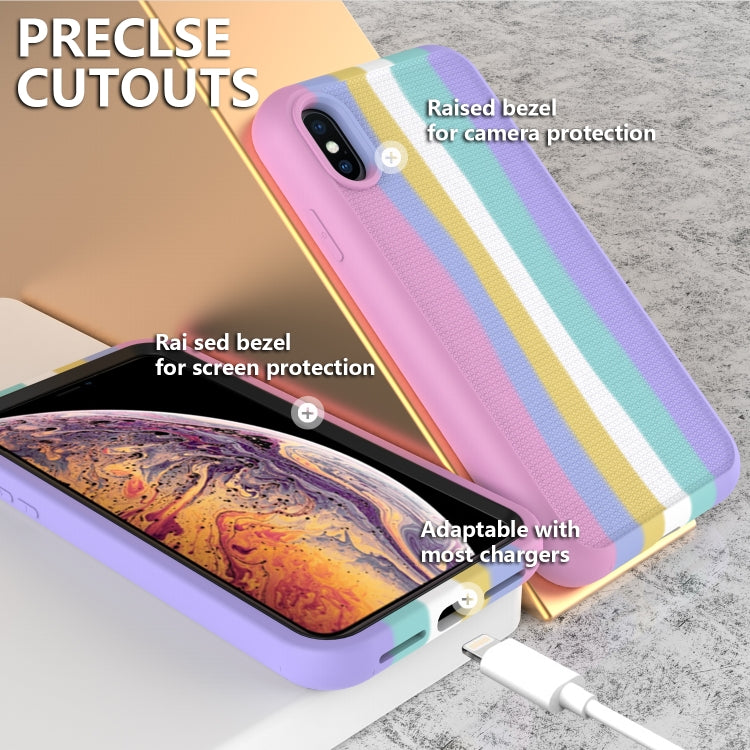 For iPhone X/XS Rainbow Silicone +PC Shockproof Skid-proof Dust-proof Case