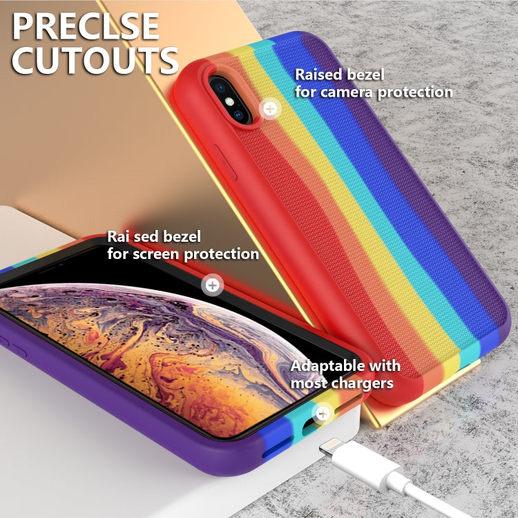 For iPhone XR Rainbow Silicone +PC Shockproof Skid-proof Dust-proof Case