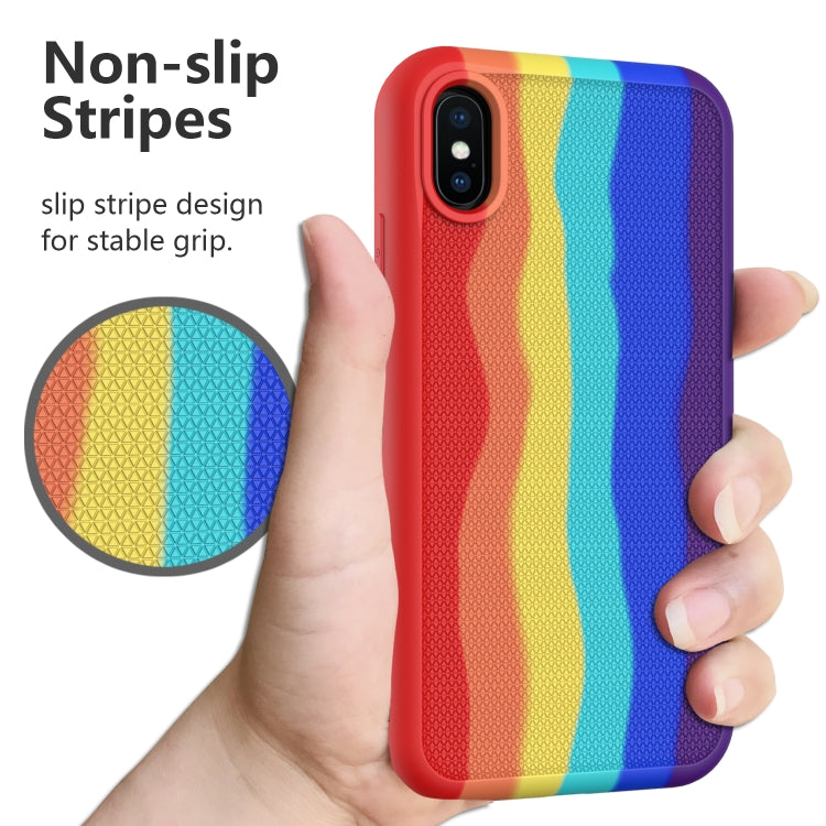 For iPhone XR Rainbow Silicone +PC Shockproof Skid-proof Dust-proof Case