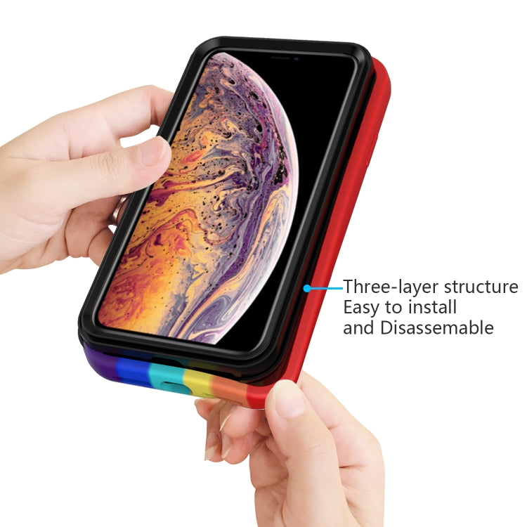 For iPhone XR Rainbow Silicone +PC Shockproof Skid-proof Dust-proof Case