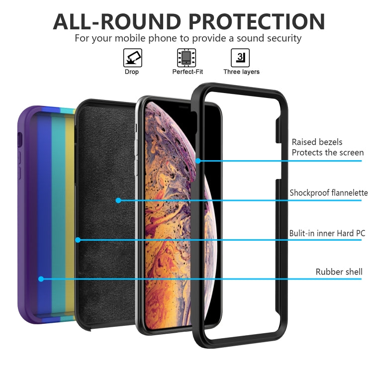 For iPhone XR Rainbow Silicone +PC Shockproof Skid-proof Dust-proof Case