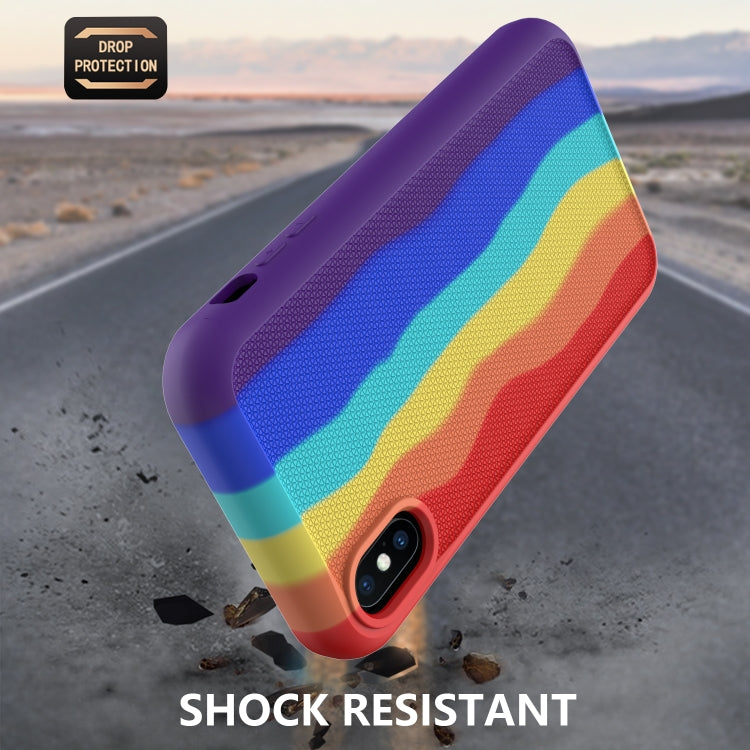 For iPhone XR Rainbow Silicone +PC Shockproof Skid-proof Dust-proof Case