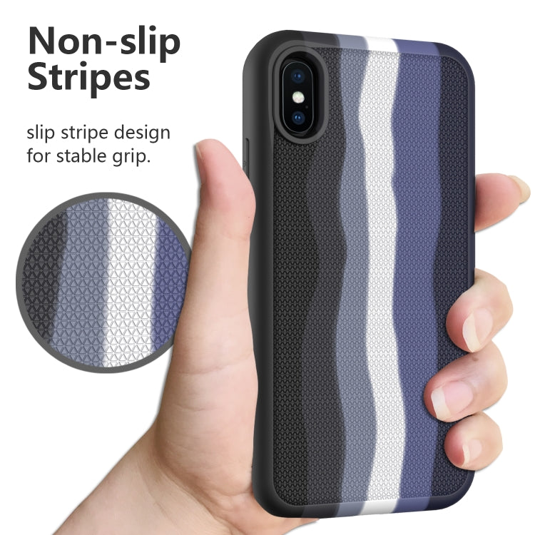 For iPhone XS Max Rainbow Silicone +PC Shockproof Skid-proof Dust-proof Case