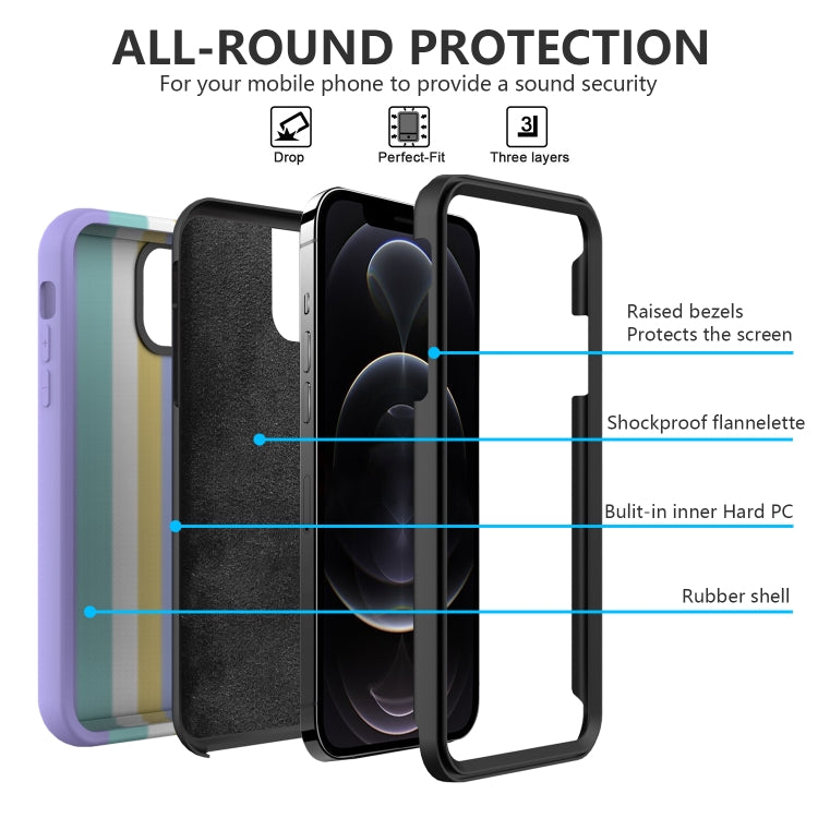 For iPhone 12 Pro Max Rainbow Silicone +PC Shockproof Skid-proof Dust-proof Case