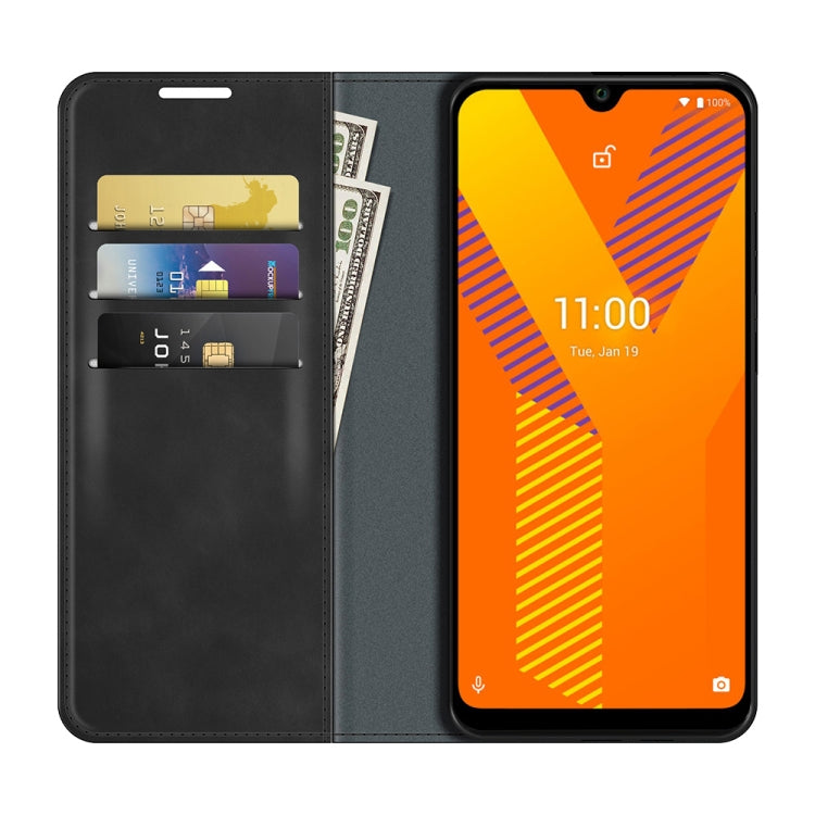 For Wiko Y62 Retro-skin Business Magnetic Suction Leather Case with Holder & Card Slots & Wallet