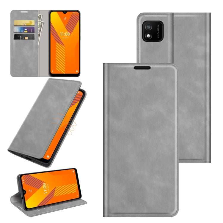 For Wiko Y62 Retro-skin Business Magnetic Suction Leather Case with Holder & Card Slots & Wallet