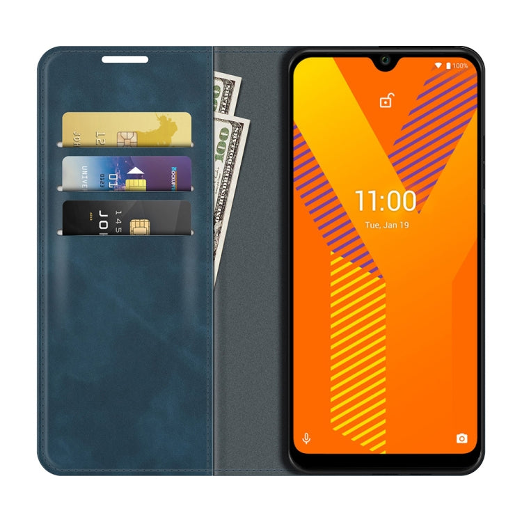 For Wiko Y62 Retro-skin Business Magnetic Suction Leather Case with Holder & Card Slots & Wallet