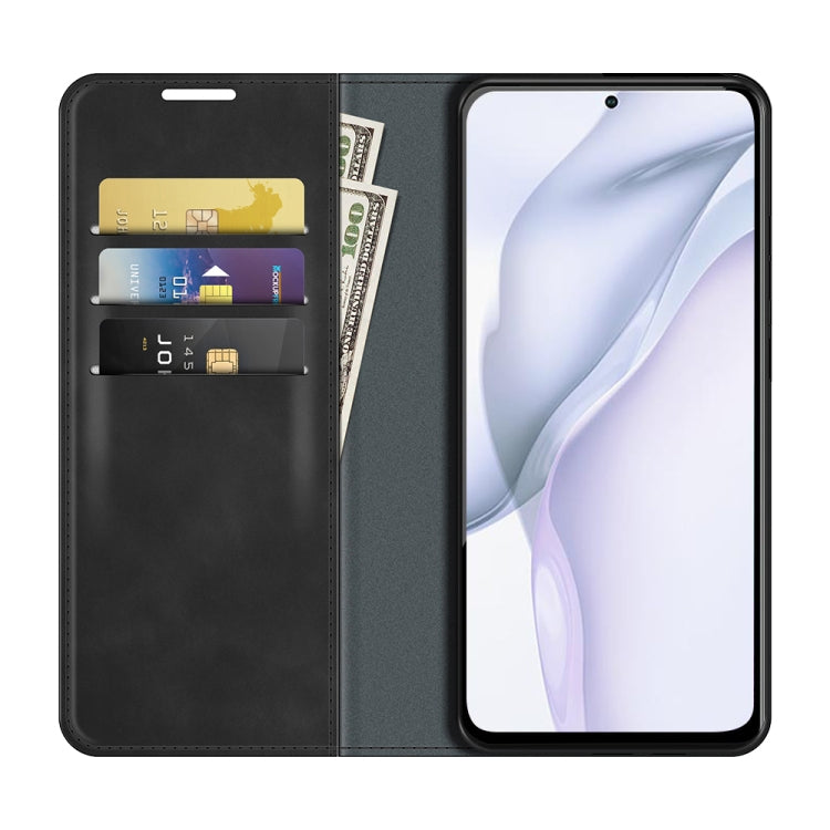 For Huawei P50 Retro-skin Business Magnetic Suction Leather Case with Holder & Card Slots & Wallet