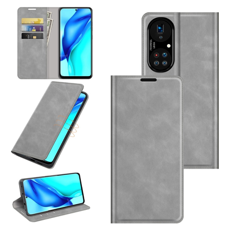 For Huawei P50 Pro Retro-skin Business Magnetic Suction Leather Case with Holder & Card Slots & Wallet