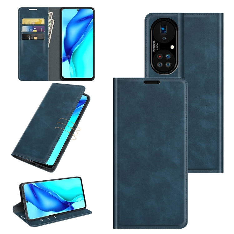 For Huawei P50 Pro Retro-skin Business Magnetic Suction Leather Case with Holder & Card Slots & Wallet
