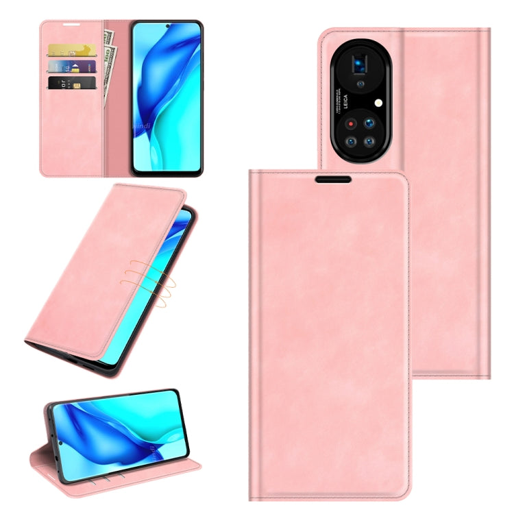 For Huawei P50 Pro Retro-skin Business Magnetic Suction Leather Case with Holder & Card Slots & Wallet