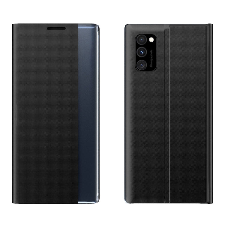 For Samsung Galaxy A82 5G / Quantum2 Side Display Magnetic Horizontal Flip Plain Texture Cloth + PC Case with Holder & Sleep / Wake-up Function