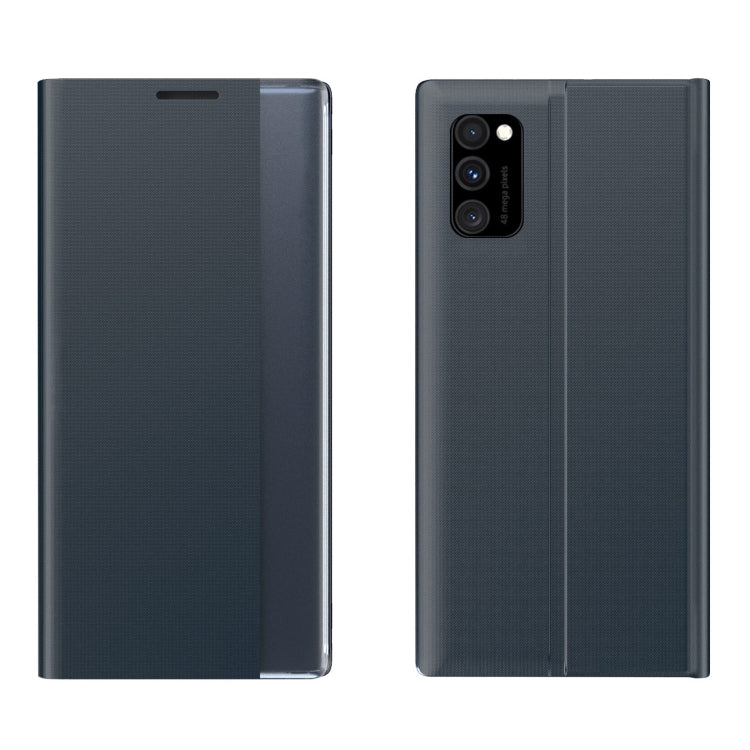 For Samsung Galaxy A82 5G / Quantum2 Side Display Magnetic Horizontal Flip Plain Texture Cloth + PC Case with Holder & Sleep / Wake-up Function