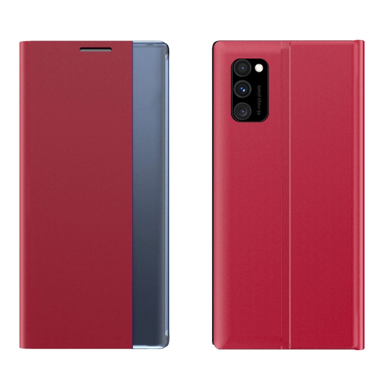 For Samsung Galaxy A82 5G / Quantum2 Side Display Magnetic Horizontal Flip Plain Texture Cloth + PC Case with Holder & Sleep / Wake-up Function