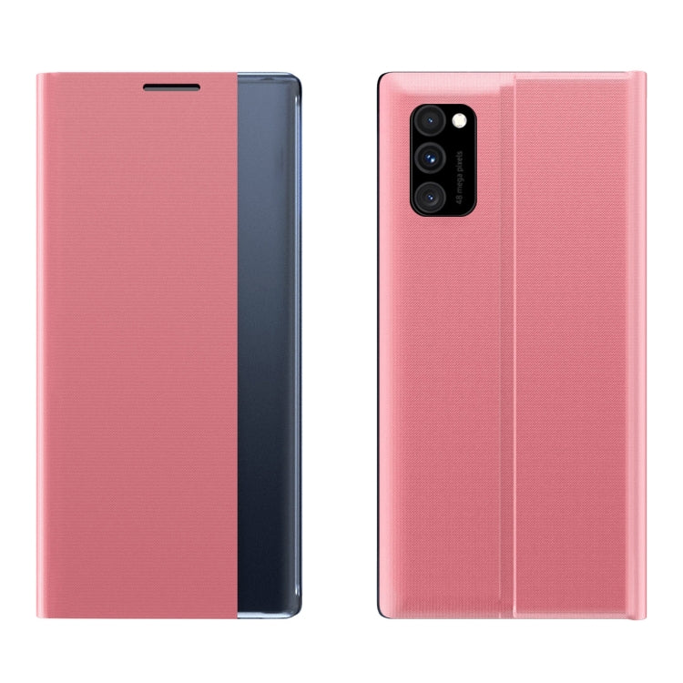 For Samsung Galaxy A82 5G / Quantum2 Side Display Magnetic Horizontal Flip Plain Texture Cloth + PC Case with Holder & Sleep / Wake-up Function