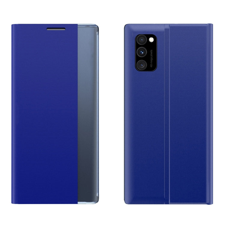 For Samsung Galaxy A82 5G / Quantum2 Side Display Magnetic Horizontal Flip Plain Texture Cloth + PC Case with Holder & Sleep / Wake-up Function