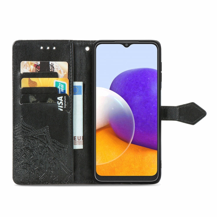 For Samsung Galaxy A22 4G Mandala Embossing Pattern Horizontal Flip Leather Case with Holder & Card Slots & Wallet & Lanyard