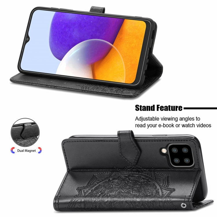 For Samsung Galaxy A22 4G Mandala Embossing Pattern Horizontal Flip Leather Case with Holder & Card Slots & Wallet & Lanyard