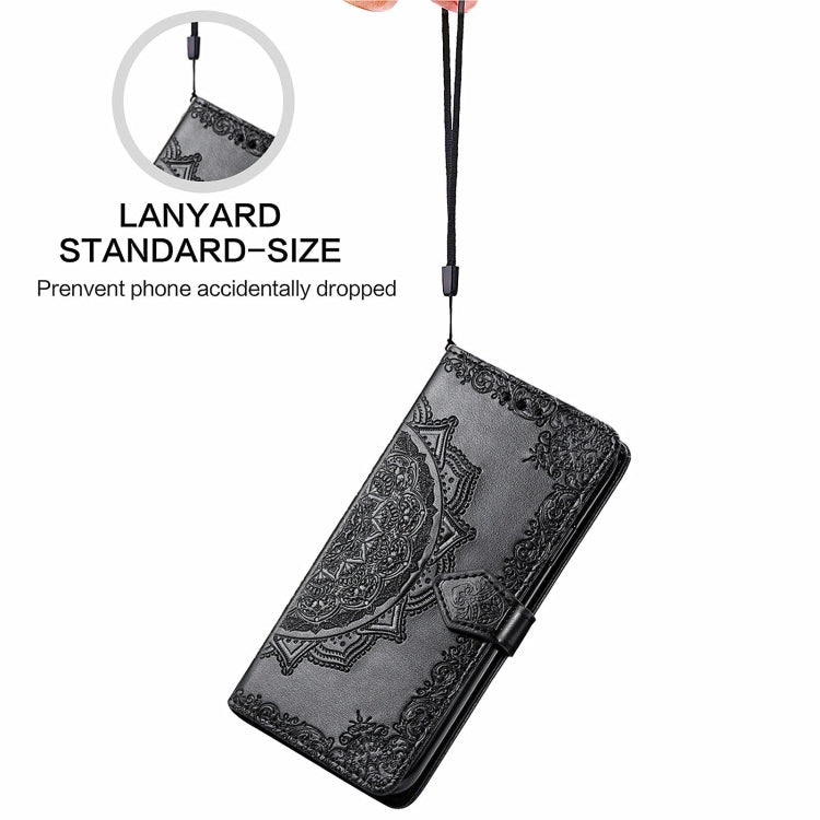 For Samsung Galaxy A22 4G Mandala Embossing Pattern Horizontal Flip Leather Case with Holder & Card Slots & Wallet & Lanyard