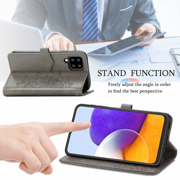 For Samsung Galaxy A22 4G Mandala Embossing Pattern Horizontal Flip Leather Case with Holder & Card Slots & Wallet & Lanyard