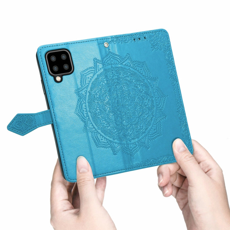 For Samsung Galaxy A22 4G Mandala Embossing Pattern Horizontal Flip Leather Case with Holder & Card Slots & Wallet & Lanyard