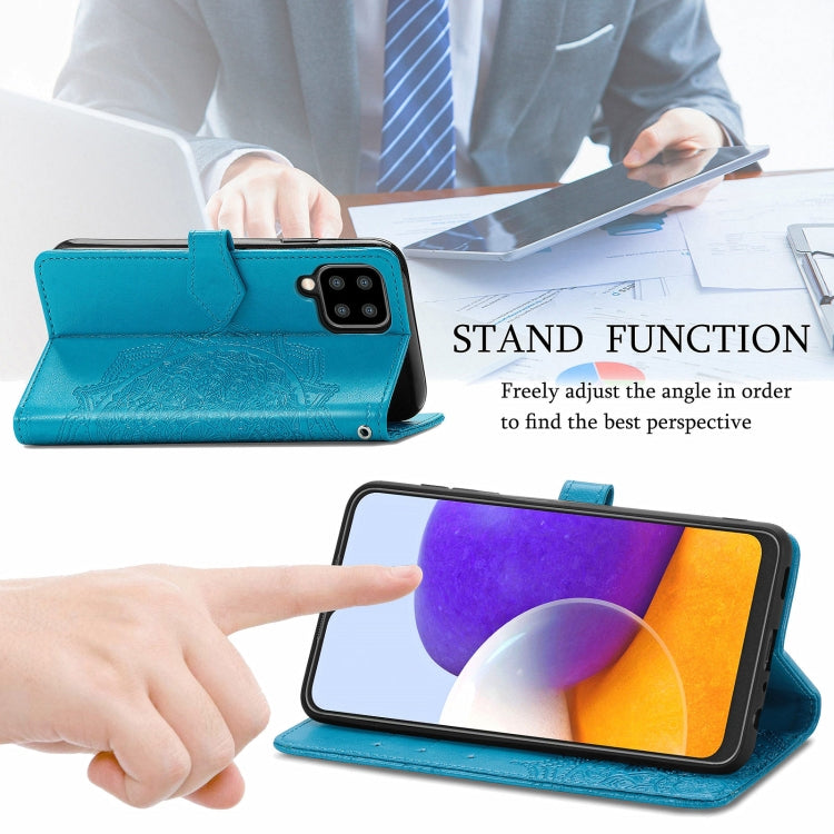 For Samsung Galaxy A22 4G Mandala Embossing Pattern Horizontal Flip Leather Case with Holder & Card Slots & Wallet & Lanyard