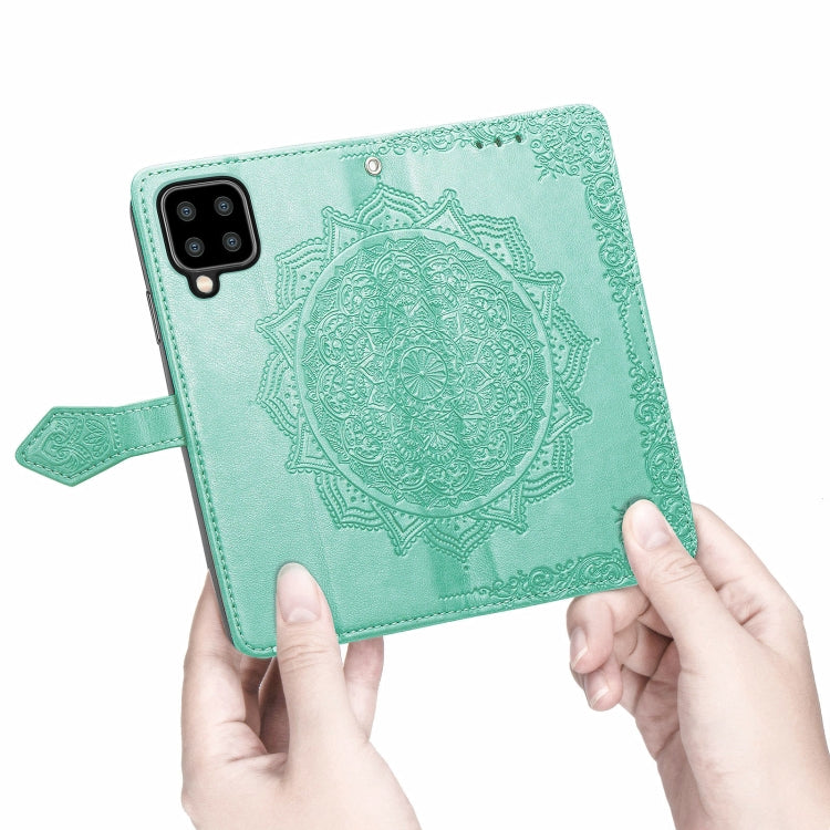 For Samsung Galaxy A22 4G Mandala Embossing Pattern Horizontal Flip Leather Case with Holder & Card Slots & Wallet & Lanyard