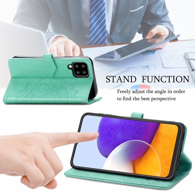 For Samsung Galaxy A22 4G Mandala Embossing Pattern Horizontal Flip Leather Case with Holder & Card Slots & Wallet & Lanyard