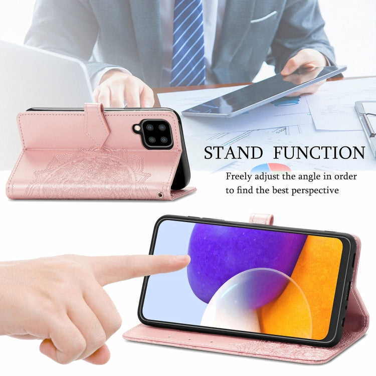 For Samsung Galaxy A22 4G Mandala Embossing Pattern Horizontal Flip Leather Case with Holder & Card Slots & Wallet & Lanyard