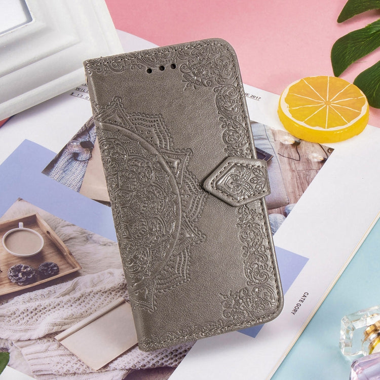 For Samsung Galaxy A22 5G Mandala Embossing Pattern Horizontal Flip Leather Case with Holder & Card Slots & Wallet & Lanyard