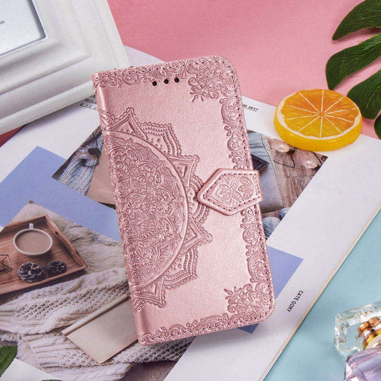 For Samsung Galaxy A22 5G Mandala Embossing Pattern Horizontal Flip Leather Case with Holder & Card Slots & Wallet & Lanyard
