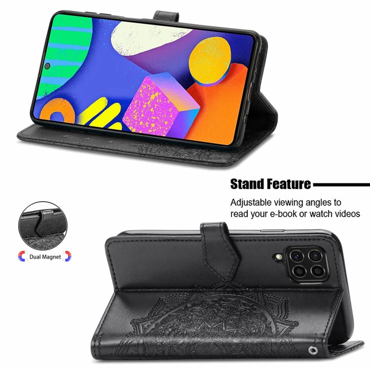 For Samsung Galaxy F62 / M62 Mandala Embossing Pattern Horizontal Flip Leather Case with Holder & Card Slots & Wallet & Lanyard