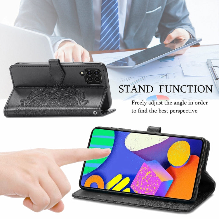 For Samsung Galaxy F62 / M62 Mandala Embossing Pattern Horizontal Flip Leather Case with Holder & Card Slots & Wallet & Lanyard