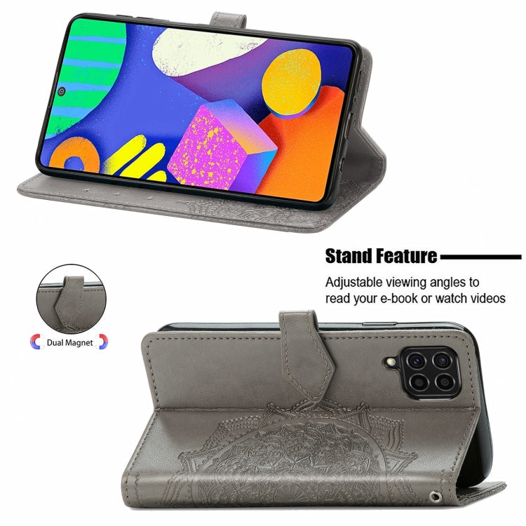 For Samsung Galaxy F62 / M62 Mandala Embossing Pattern Horizontal Flip Leather Case with Holder & Card Slots & Wallet & Lanyard