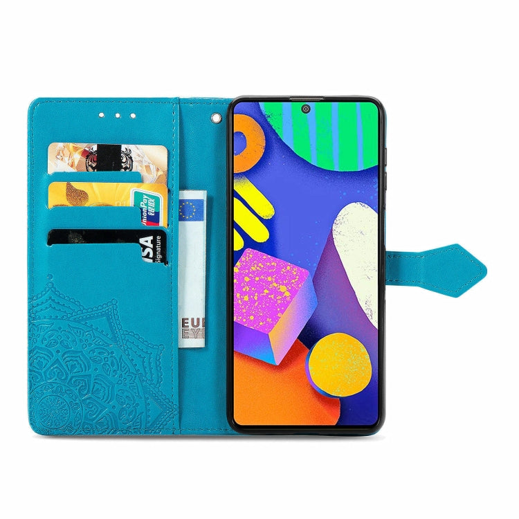 For Samsung Galaxy F62 / M62 Mandala Embossing Pattern Horizontal Flip Leather Case with Holder & Card Slots & Wallet & Lanyard