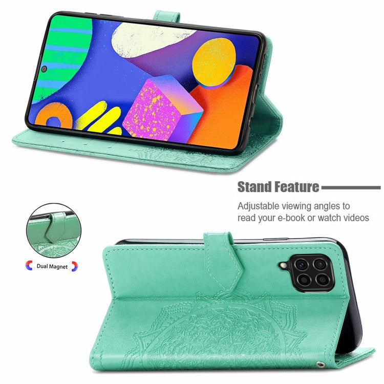 For Samsung Galaxy F62 / M62 Mandala Embossing Pattern Horizontal Flip Leather Case with Holder & Card Slots & Wallet & Lanyard
