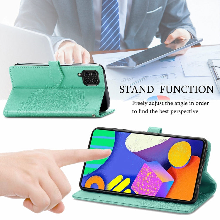 For Samsung Galaxy F62 / M62 Mandala Embossing Pattern Horizontal Flip Leather Case with Holder & Card Slots & Wallet & Lanyard