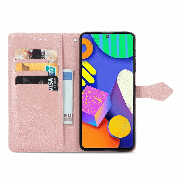 For Samsung Galaxy F62 / M62 Mandala Embossing Pattern Horizontal Flip Leather Case with Holder & Card Slots & Wallet & Lanyard