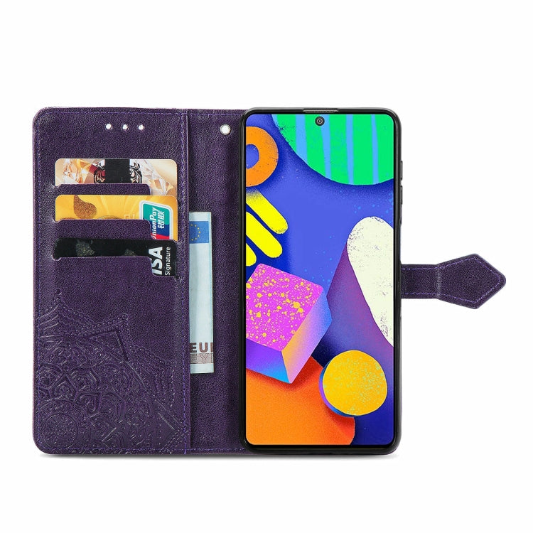 For Samsung Galaxy F62 / M62 Mandala Embossing Pattern Horizontal Flip Leather Case with Holder & Card Slots & Wallet & Lanyard